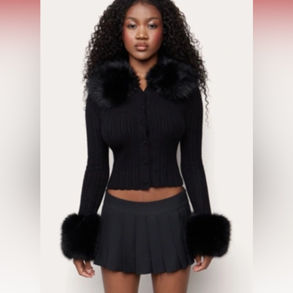 Danielle Guizio Heart Pointelle Knit Cardigan In Black black